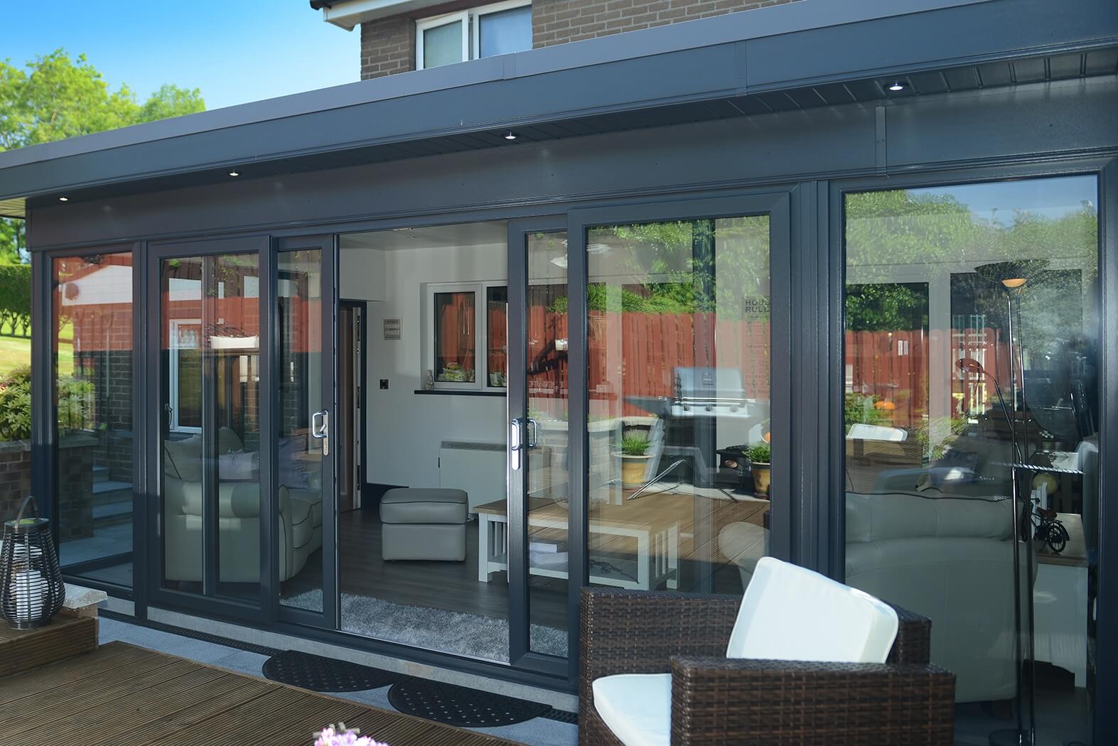 Black sliding patio door