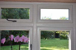 View from inside looking out of a flush casement window.